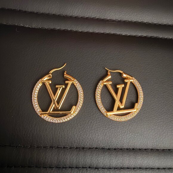 Louis Vuitton Hoop Rhinestone Earrings - Picture 1 of 5